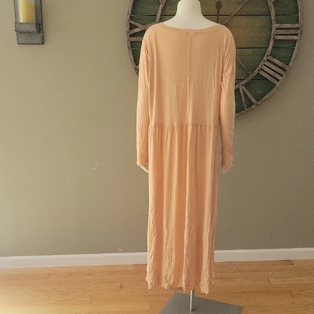 Free People Beach Cameron Elegant Peach Long Sleeve Maxi  Dress - Picture 5 of 15